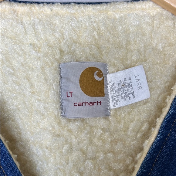 Vintage Carhartt 8SVT Denim Sherpa Lined Vest Men’s Size Large Tall 70s 80s - Picture 2 of 9